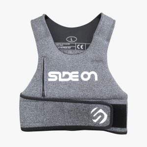 Kamizelka ochronna do kitesurfingu/windsurfingu Side On. Brązowe kamizelki SIDE ON, xl, bez wzorów, z neoprenu, bez kołnierzyka, bez ramiączek, bez kaptura. W wyprzedaży za 189,99 zł.