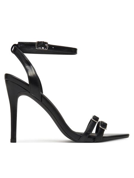 DeeZee Sandały 1364J-5 Czarny. Czarne sandały DeeZee, bez wzorów, z materiału, bez obcasa, na szpilce, bez zapięcia. Za 129,99 zł.