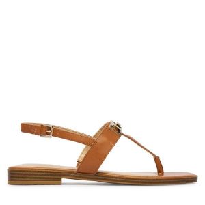 Sandały Guess. Brązowe sandały Guess, z aplikacjami, bez obcasa, na płaskiej podeszwie, bez zapięcia. Za 519,99 zł.