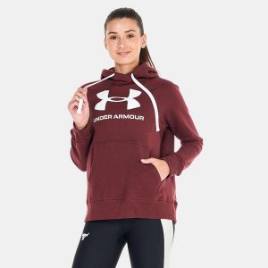 Bluza Z Kapturem Damska Logo Polar Rival. Czerwone bluzy Under Armour, m, bez wzorów, z polaru, z kapturem. Za 308,99 zł.
