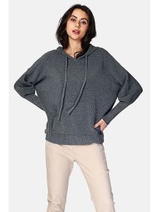 ASSUILI Sweter w kolorze antracytowym rozmiar: 42. Czarne swetry oversize Assuili, bez wzorów, bez ramiączek. Za 198,10 zł.