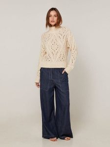 Rodier Sweter w kolorze kremowym rozmiar: XL. Brązowe swetry oversize Rodier, xl, bez wzorów, z bawełny, bez ramiączek. Za 326,99 zł.