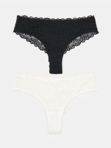 Majtki stringi z koronką 2 pack - wielobarwny. Stringi Sinsay, bez wzorów, z koronki. Za 19,99 zł.