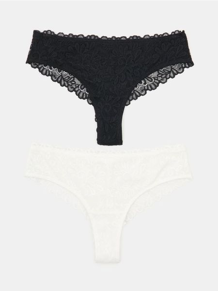 Majtki stringi z koronką 2 pack - wielobarwny. Stringi Sinsay, bez wzorów, z koronki. Za 19,99 zł.