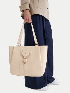 Beverly Hills Polo Club Torebka CEO-BHPC-C-025-09 Écru. Shopper bag Beverly Hills Polo Club, bez wzorów, z materiału, bez dodatków. Za 229,99 zł.