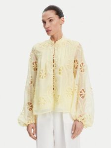 Bardot Koszula Libbie 59892TB Żółty Regular Fit. Żółte koszule Bardot, bez wzorów, z syntetyku, bez kołnierzyka, bez ramiączek. Za 389,99 zł.