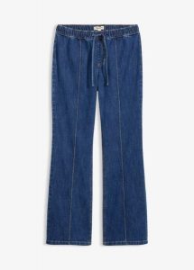 Dżinsy bootcut ze średnim stanem, wygodny pas. Niebieskie jeansy bonprix, bez wzorów, z jeansu. Za 149,99 zł.
