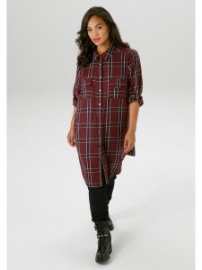 Aniston Tunika w kolorze bordowym rozmiar: 46. Czerwone tuniki Aniston, bez wzorów, z bawełny, bez kołnierzyka, bez ramiączek. Za 73,93 zł.