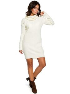 Be Wear Dzianinowa sukienka w kolorze kremowym rozmiar: onesize. Brązowe sukienki Be Wear, na co dzień, bez wzorów, z dzianiny, bez kołnierzyka, bez ramiączek, mini, proste. Za 135,81 zł.