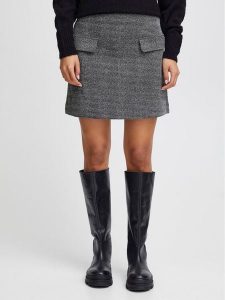 ICHI Spódnica mini 20119857 Szary Regular Fit. Szare spódnice ICHI, xl, bez wzorów, z syntetyku, mini. Za 109,99 zł.