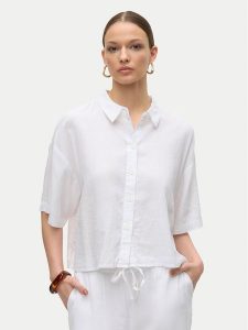 Vero Moda Koszula Linn 10306820 Biały Relaxed Fit. Białe koszule Vero Moda, xl, bez wzorów, ze lnu, bez kołnierzyka, bez ramiączek. Za 169,99 zł.