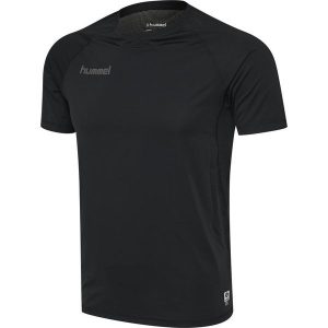 Koszulka termoaktywna dla dorosłych Hummel First Performance Jersey S/S. Czarne bluzki Hummel, bez wzorów, z jersey, bez ramiączek. Za 70,00 zł.