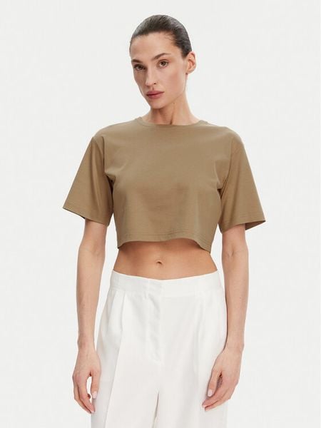 Max Mara Leisure T-Shirt 2516941098650 Brązowy Regular Fit. Brązowe t-shirty Max Mara Leisure, m, bez wzorów, z bawełny, bez kołnierzyka, bez ramiączek. Za 269,99 zł.