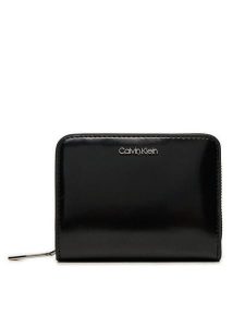 Calvin Klein Portfel Ck Must Medium Zip Around_Shiny K60K612847 Czarny. Czarne portfele Calvin Klein, bez wzorów, ze skóry. Za 159,99 zł.