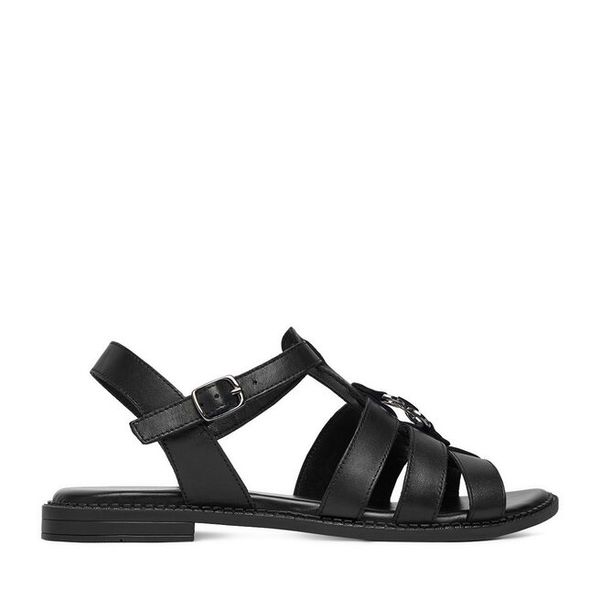 Sandały Lasocki. Czarne sandały Lasocki, bez wzorów, bez obcasa, na płaskiej podeszwie, bez zapięcia. Za 149,99 zł.