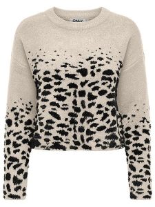 ONLY Sweter w kolorze kremowo-czarnym rozmiar: S. Brązowe swetry oversize ONLY, s, bez wzorów, bez ramiączek. Za 92,21 zł.