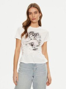 Guess T-Shirt W5RI32 K9RM1 Biały Regular Fit. Białe t-shirty Guess, m, z aplikacjami, z bawełny, bez kołnierzyka, bez ramiączek. Za 119,99 zł.