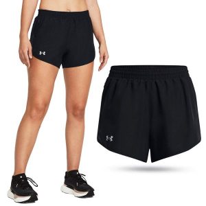 Spodenki fitness damskie UNDER ARMOUR Fly-By 3" Shorts. Czarne spodenki sportowe Under Armour, bez wzorów. Za 109,99 zł.