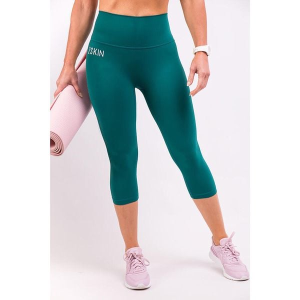 Damskie legginsy 3/4 Running zielone 2skin. Zielone legginsy 2SkIN, bez wzorów. W wyprzedaży za 119,00 zł.