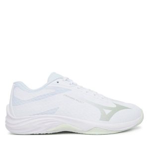 Buty halowe Mizuno. Białe buty sportowe Mizuno, bez wzorów, bez zapięcia. Za 389,99 zł.