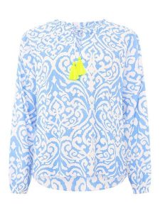 Zwillingsherz Bluzka w kolorze niebieskim rozmiar: L/XL. Niebieskie bluzki Zwillingsherz, l, bez wzorów, z wiskozy, bez kołnierzyka, bez ramiączek. Za 100,99 zł.
