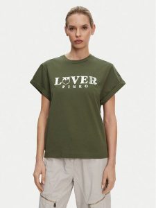 PINKO T-Shirt 104605 A2D1 V49 Zielony Regular Fit. Zielone t-shirty Pinko, xs, bez wzorów, z bawełny, bez kołnierzyka, bez ramiączek. Za 239,99 zł.