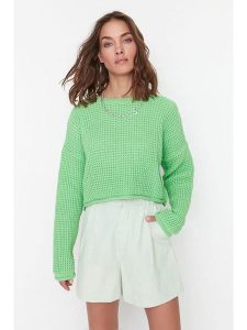 Trendyol Sweter w kolorze zielonym rozmiar: L. Zielone swetry oversize Trendyol, l, bez wzorów, bez ramiączek. Za 60,99 zł.