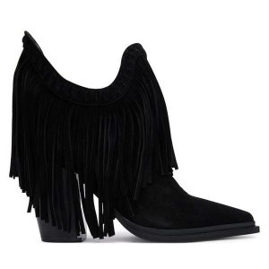 Kowbojki Alma En Pena. Czarne botki Alma en Pena, bez wzorów, bez obcasa, na słupku, bez zapięcia. Za 549,99 zł.