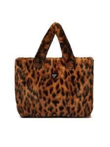 Guess Torebka W6RZ09 W3900 Brązowy. Brązowe shopper bag Guess, z aplikacjami, z materiału, bez dodatków. Za 399,99 zł.