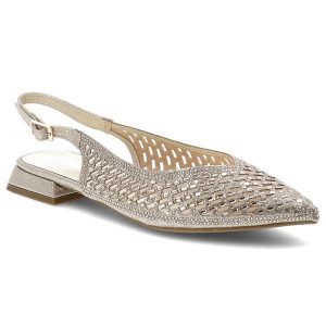 Sandały damskie S.Barski, cholewka ze skóry ekologicznej zapinane na sprzączkę, złote, SR61-0105. Żółte sandały S.BARSKI, bez wzorów, ze skóry ekologicznej, bez obcasa, bez zapięcia. Za 199,00 zł.