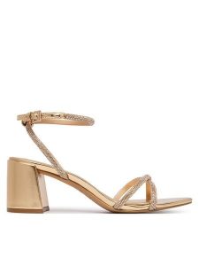 Aldo Sandały Boucliette 14344620 Złoty. Żółte sandały ALDO, bez wzorów, ze skóry, bez obcasa, na słupku, bez zapięcia. Za 319,99 zł.