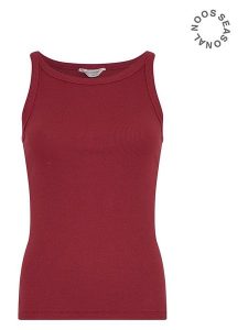 MOSS COPENHAGEN Top w kolorze czerwonym rozmiar: M/L. Czerwone topy Moss Copenhagen, l, bez wzorów, bez kołnierzyka, bez ramiączek. Za 64,95 zł.