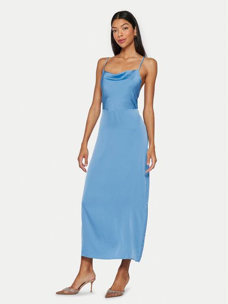 Vila Sukienka koktajlowa Ravenna 14085601 Niebieski Regular Fit. Niebieskie kombinezony Vila, bez wzorów, z syntetyku, wizytowe, bez kołnierzyka, bez ramiączek. Za 149,99 zł.