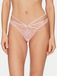 Hunkemöller Komplet stringów 301423 Różowy. Czerwone komplety bielizny Hunkemöller, bez wzorów, z syntetyku. Za 49,99 zł.