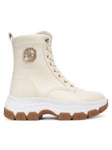 Guess Trzewiki FLFBNZ ELE12 Écru. Botki Guess, z aplikacjami, ze skóry, bez obcasa, na płaskiej podeszwie, bez zapięcia. Za 429,00 zł.