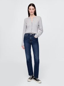 GAP Dżinsy - Straight fit - w kolorze granatowym rozmiar: W25. Niebieskie jeansy GAP, bez wzorów, z podwyższonym stanem. Za 164,95 zł.