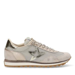 Buty CETTI C1259SRA B V25 Złoty. Szare buty sportowe QUERCETTI, bez wzorów, ze skóry, bez zapięcia. Za 321,99 zł.