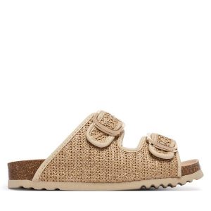 Klapki Scholl. Brązowe klapki Scholl, bez wzorów, bez obcasa. Za 421,99 zł.