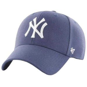 Czapka Z Daszkiem MLB New York Yankees. Niebieskie czapki 47 Brand, bez wzorów, z materiału. Za 109,99 zł.