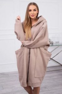Bluza ocieplana oversize ciemno beżowa. Brązowe bluzy KESI, l, bez wzorów, z bawełny, bez kaptura. Za 334,56 zł.