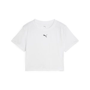 Damska krótka koszulka TAD ESSENTIALS PUMA White. Białe koszulki sportowe Puma, bez wzorów, bez ramiączek. W wyprzedaży za 94,00 zł.