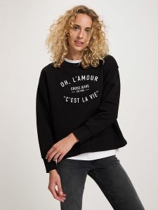 Cross Jeans Bluza w kolorze czarnym rozmiar: M. Czarne bluzy Cross Jeans, m, bez wzorów, z bawełny, bez kaptura. Za 83,81 zł.