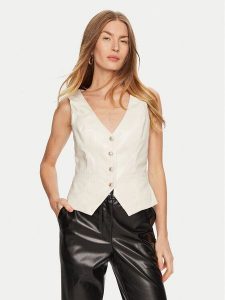 Guess Kamizelka W4BH88 WF8P0 Beżowy Regular Fit. Brązowe kamizelki Guess, s, z aplikacjami, ze skóry, bez kołnierzyka, bez ramiączek, bez kaptura. Za 339,99 zł.