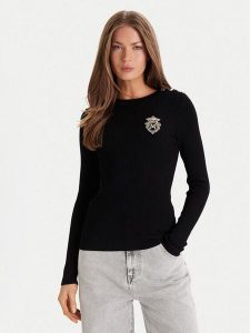 Morgan Sweter 252-MRAYU Czarny Slim Fit. Czarne swetry klasyczne Morgan, xl, z syntetyku, bez kołnierzyka. Za 249,99 zł.