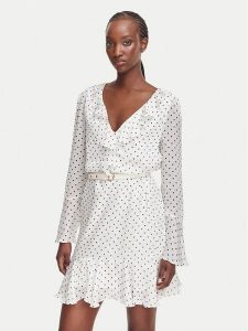 Guess Sukienka codzienna W6YK35 W2959 Biały Regular Fit. Białe sukienki Guess, na co dzień, xl, z aplikacjami, z syntetyku, bez kołnierzyka, bez ramiączek, proste. Za 654,99 zł.