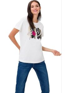 Heine Koszulka w kolorze kremowym rozmiar: 46. Brązowe bluzki Heine, bez wzorów, bez kołnierzyka, bez ramiączek. Za 39,99 zł.