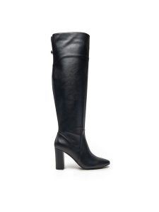 TWINSET Kozaki 242TGT056 Czarny. Czarne kozaki Twinset, bez wzorów, ze skóry, bez obcasa, na słupku, bez zapięcia. Za 779,99 zł.