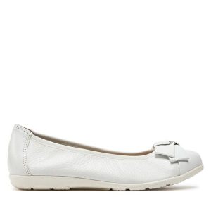 Baleriny Caprice. Białe balerinki Caprice, bez wzorów, bez obcasa, bez zapięcia. Za 219,99 zł.