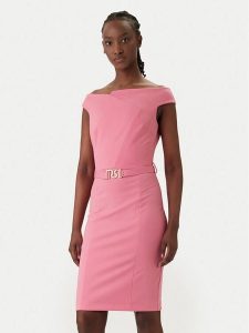 Rinascimento Sukienka koktajlowa CFC0127755003 Różowy Slim Fit. Czerwone sukienki Rinascimento, s, bez wzorów, z syntetyku, wizytowe, bez kołnierzyka, bez ramiączek. Za 699,99 zł.