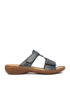 Rieker Klapki CEO-60885-12 Niebieski. Niebieskie klapki Rieker, bez wzorów, z materiału, bez obcasa. Za 289,99 zł.